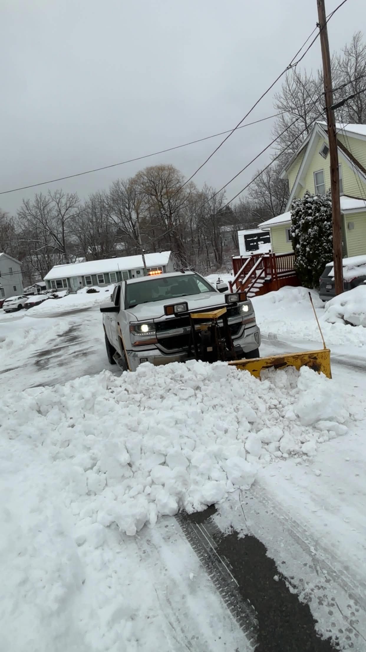 Residential driveway cleared after snowstorm